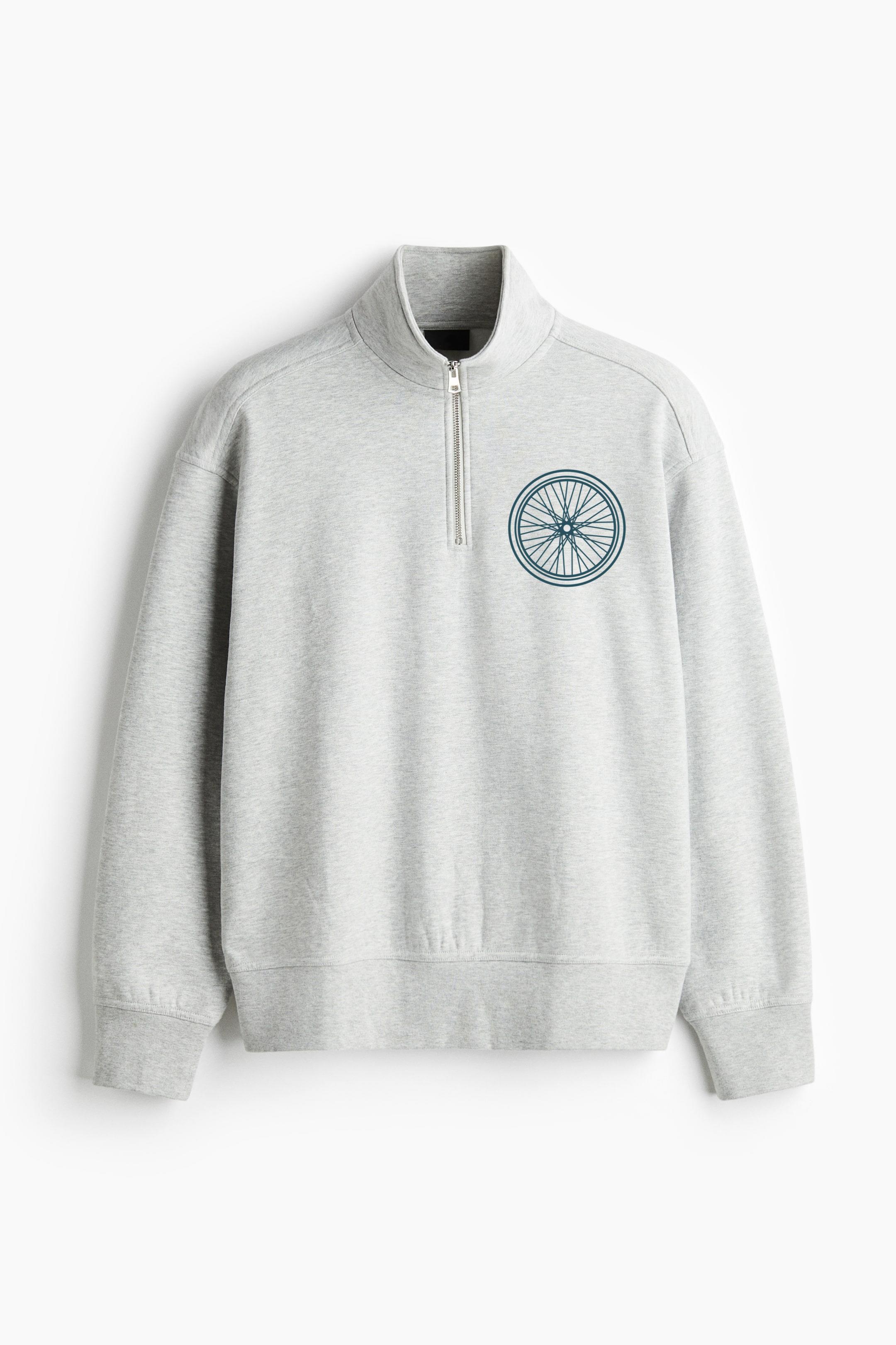 Bicycle Wheel Stroke Loose-Fit Sweatshirt Collar Jacket