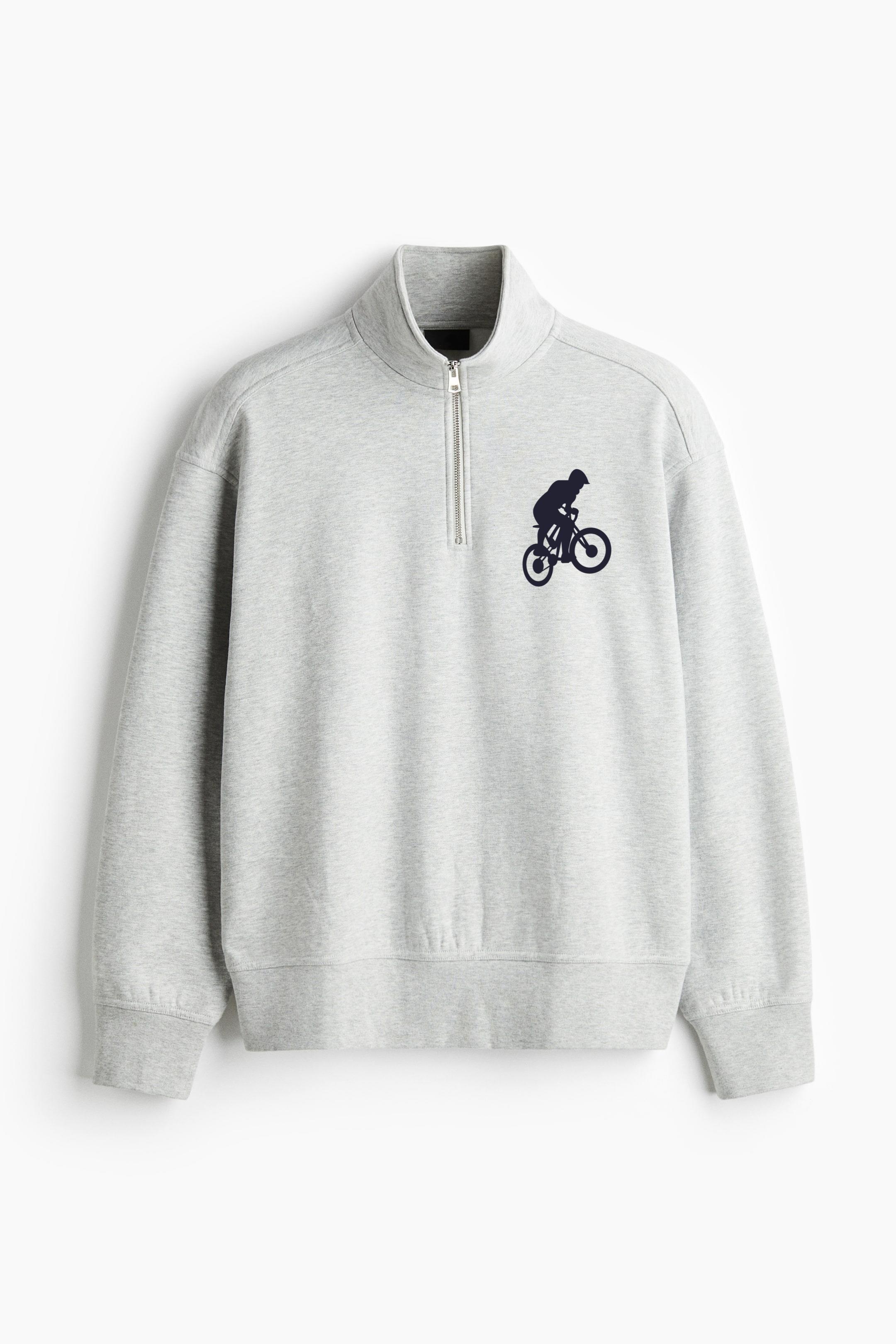 Bmx Bike Sport Silhouette Loose-Fit Sweatshirt Collar Jacket