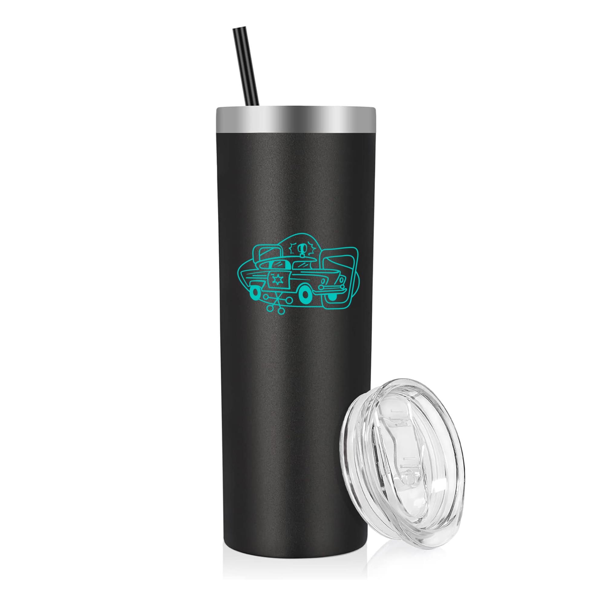 Police Man Retro Simple Transport 20oz Stainless Steel Tumbler - Image 2