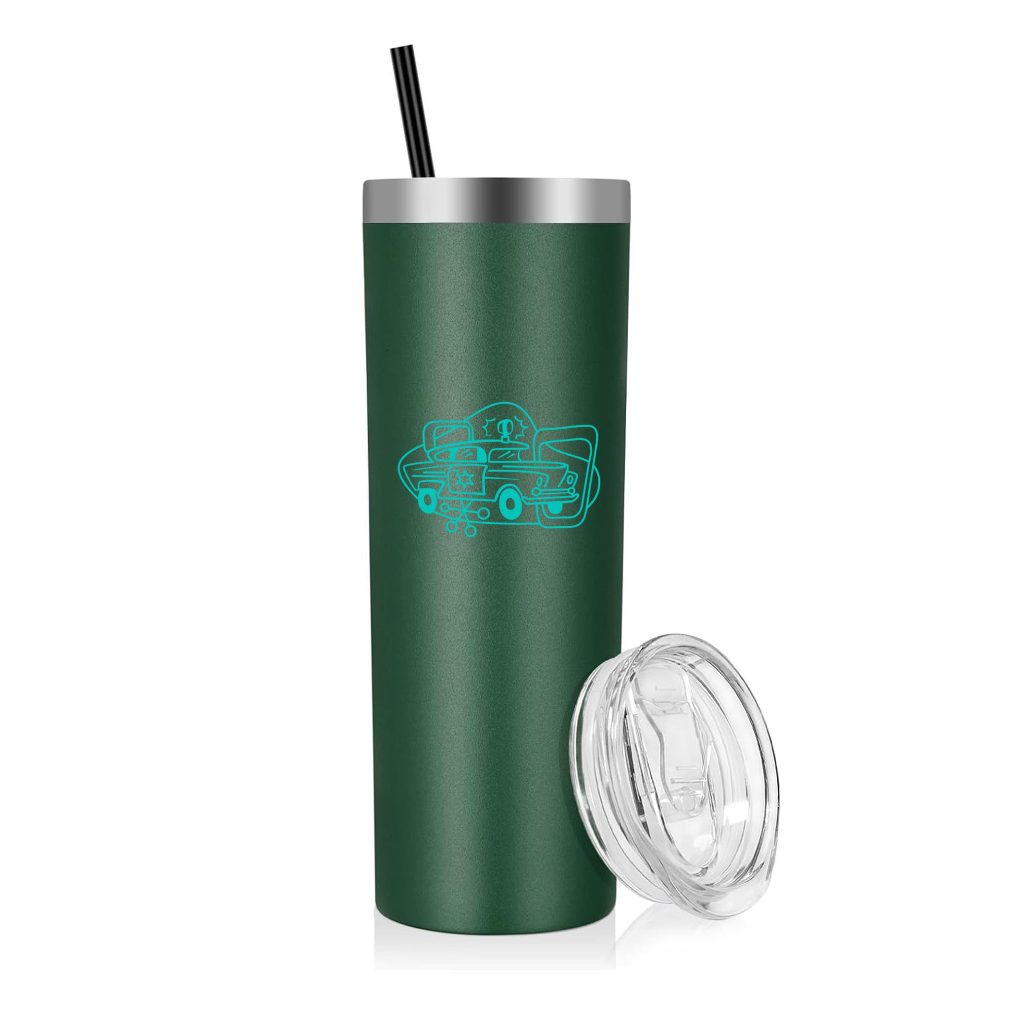 Police Man Retro Simple Transport 20oz Stainless Steel Tumbler - Image 5