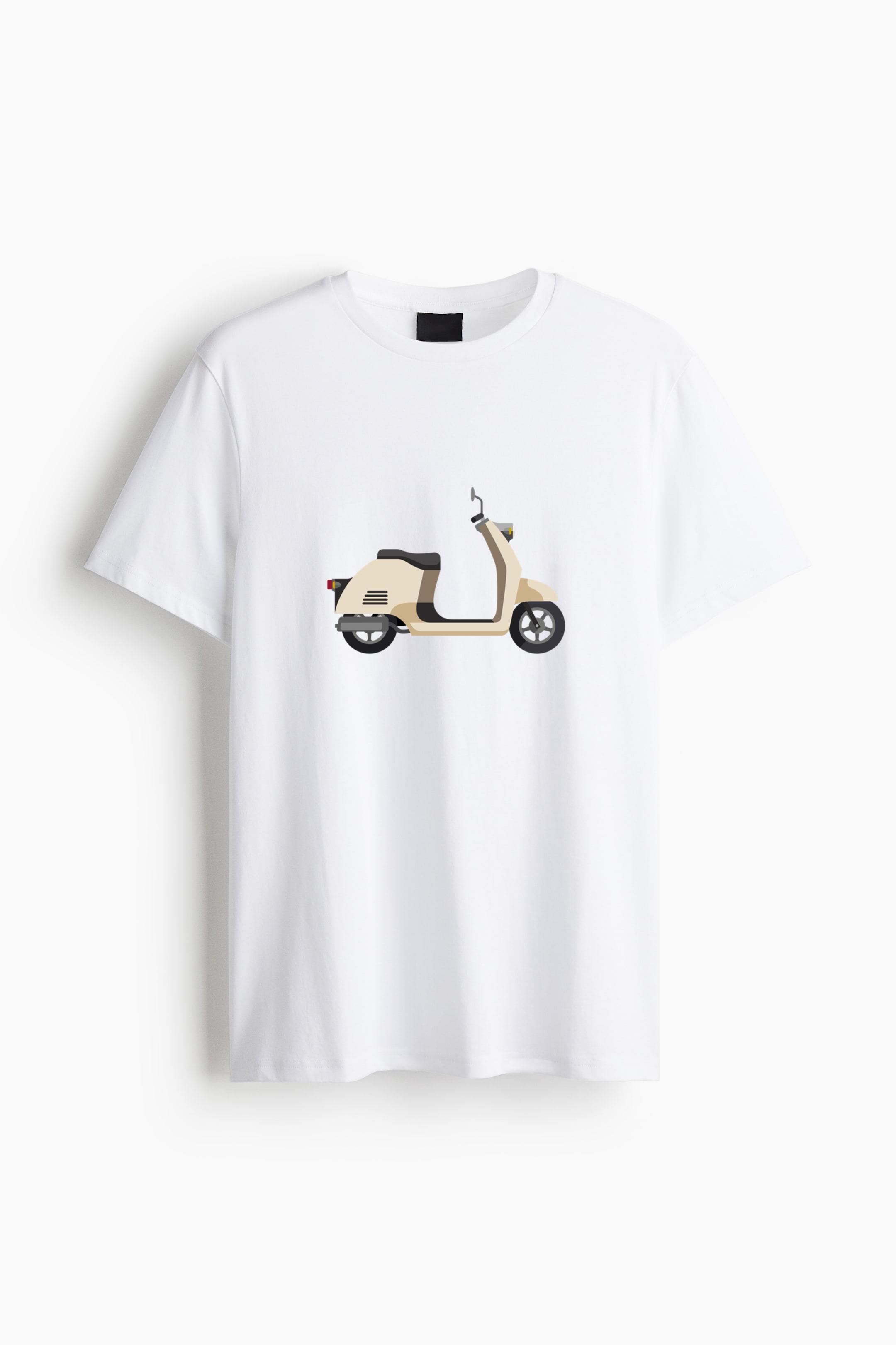 Retro Scooter Motorcycle Icon Cotton T-Shirt 