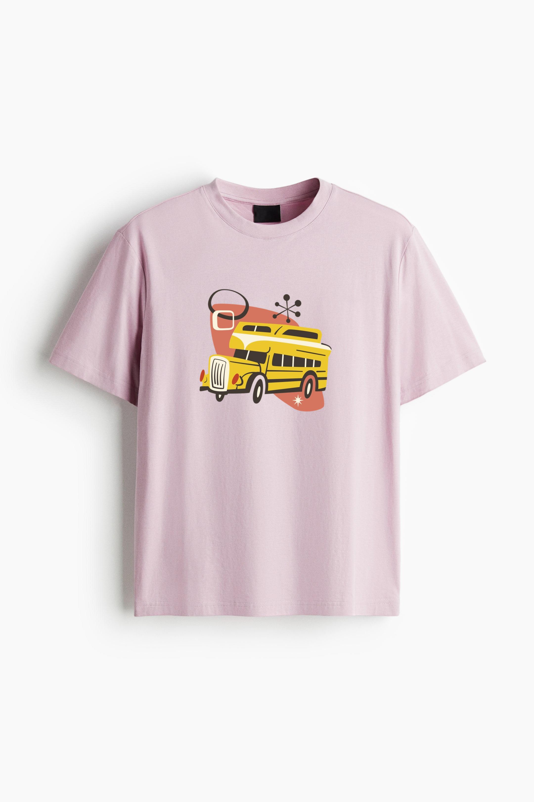 School Bus Retro Transport Vehicle Cotton T-Shirt - Image 3
