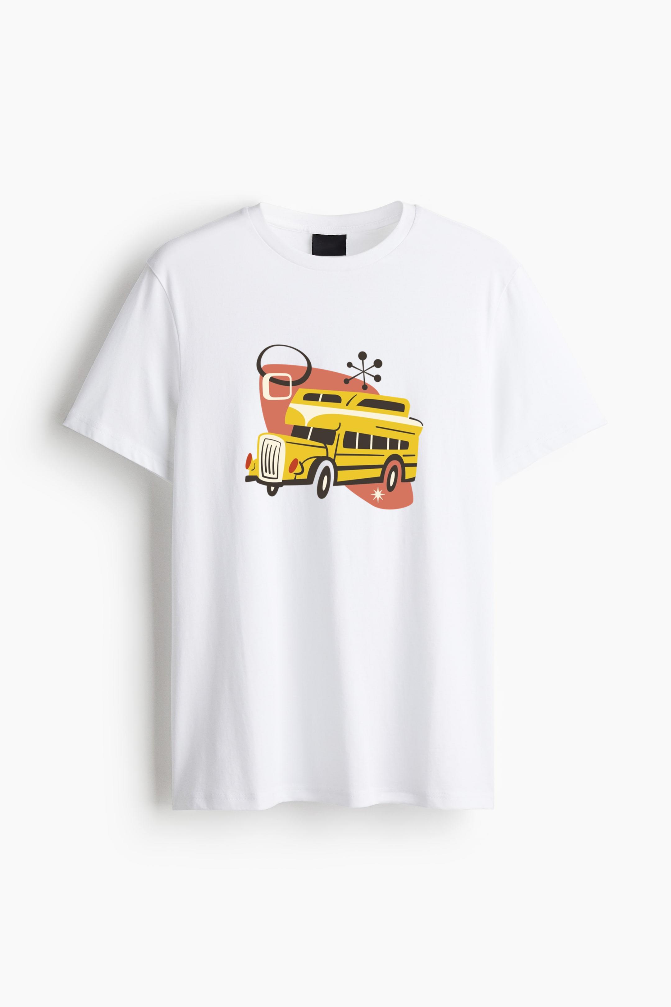 School Bus Retro Transport Vehicle Cotton T-Shirt 