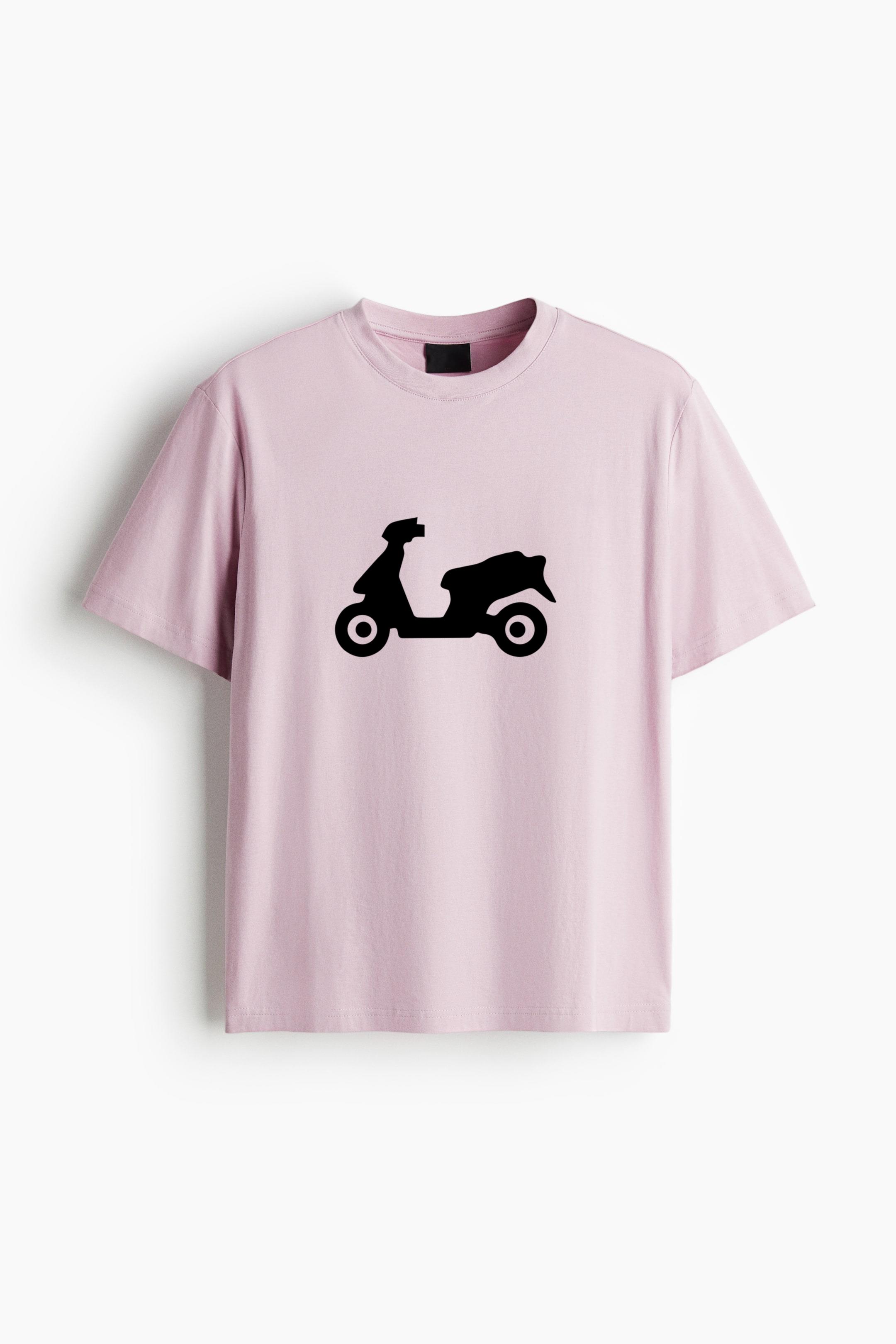 Scooter Motorcycle Silhouette Cotton T-Shirt - Image 3