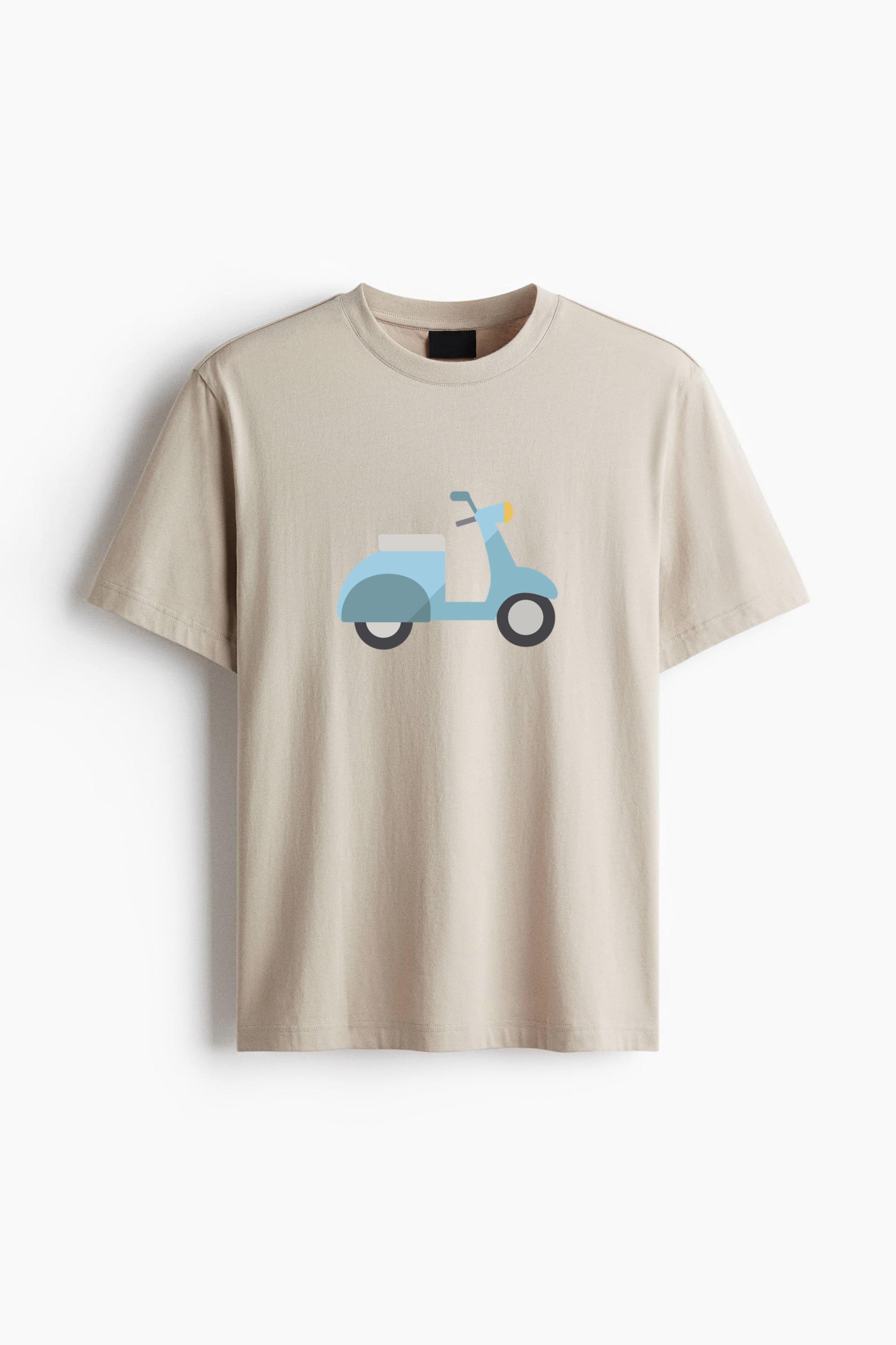 Simple Motorbike Profile Semi Flat Cotton T-Shirt - Image 4