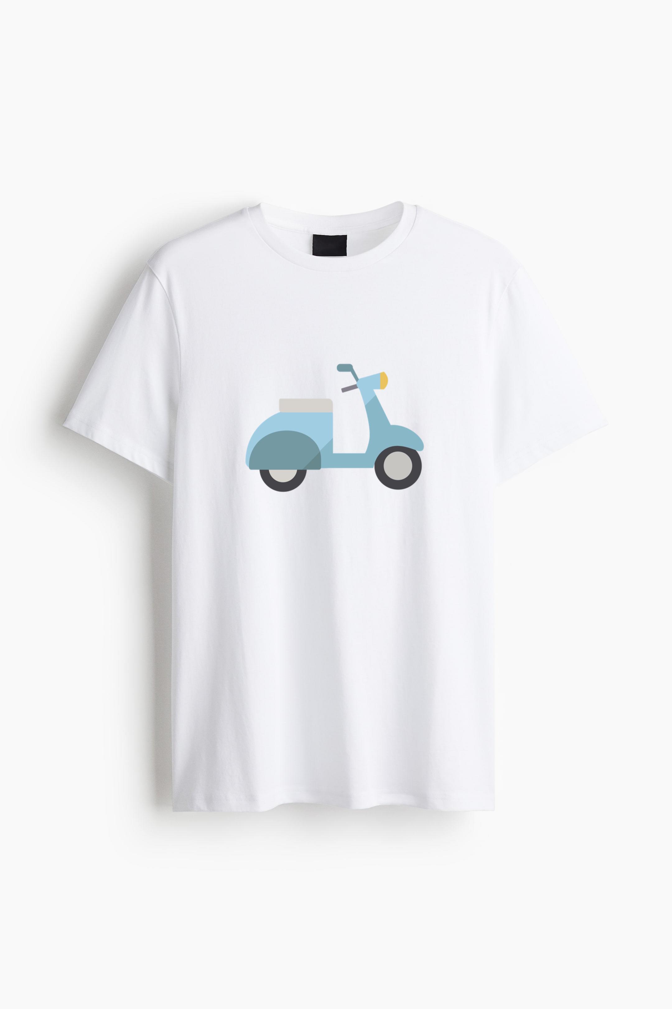 Simple Motorbike Profile Semi Flat Cotton T-Shirt 