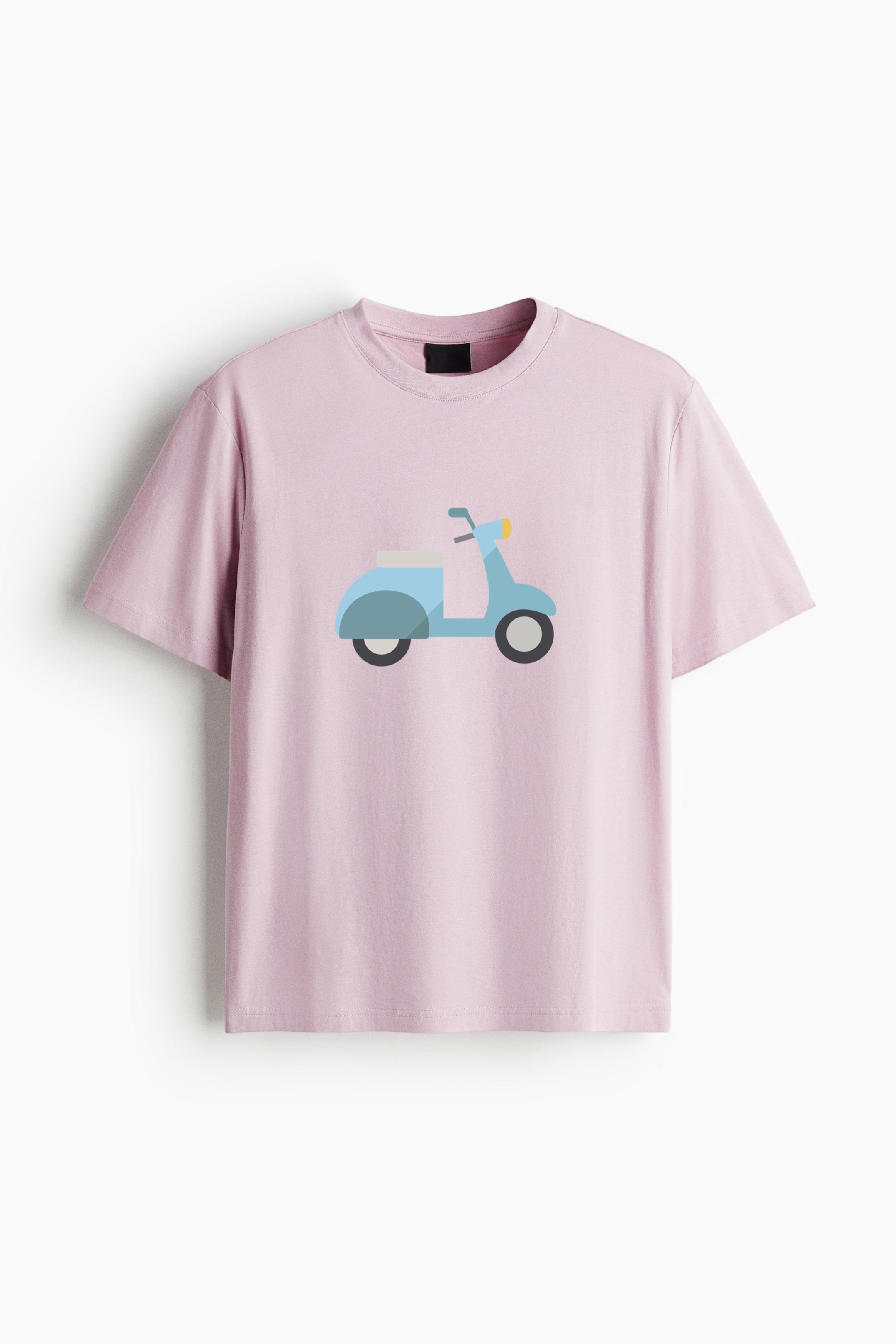 Simple Motorbike Profile Semi Flat Cotton T-Shirt - Image 3