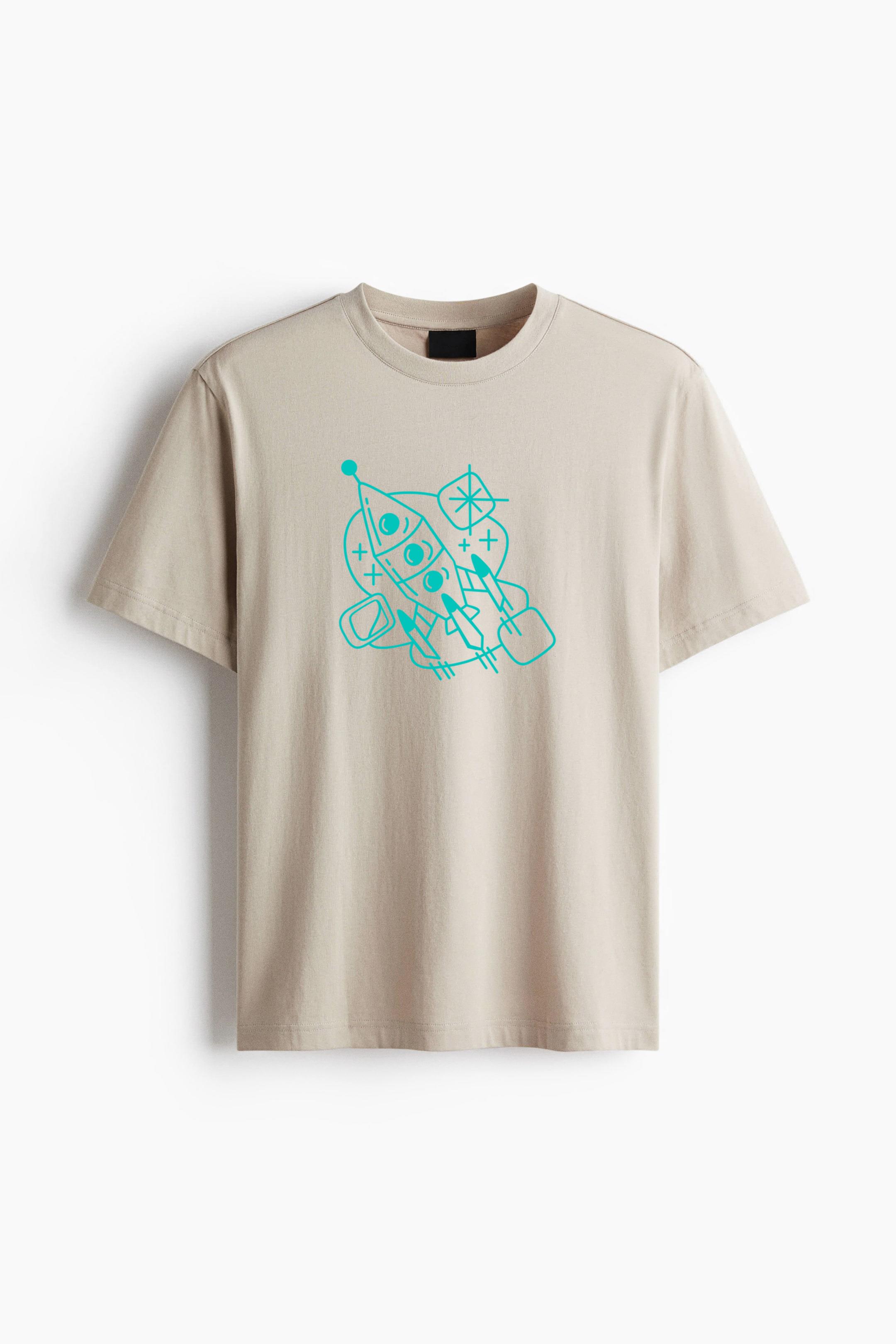 Spaceship Retro Simple Transport Cotton T-Shirt - Image 4