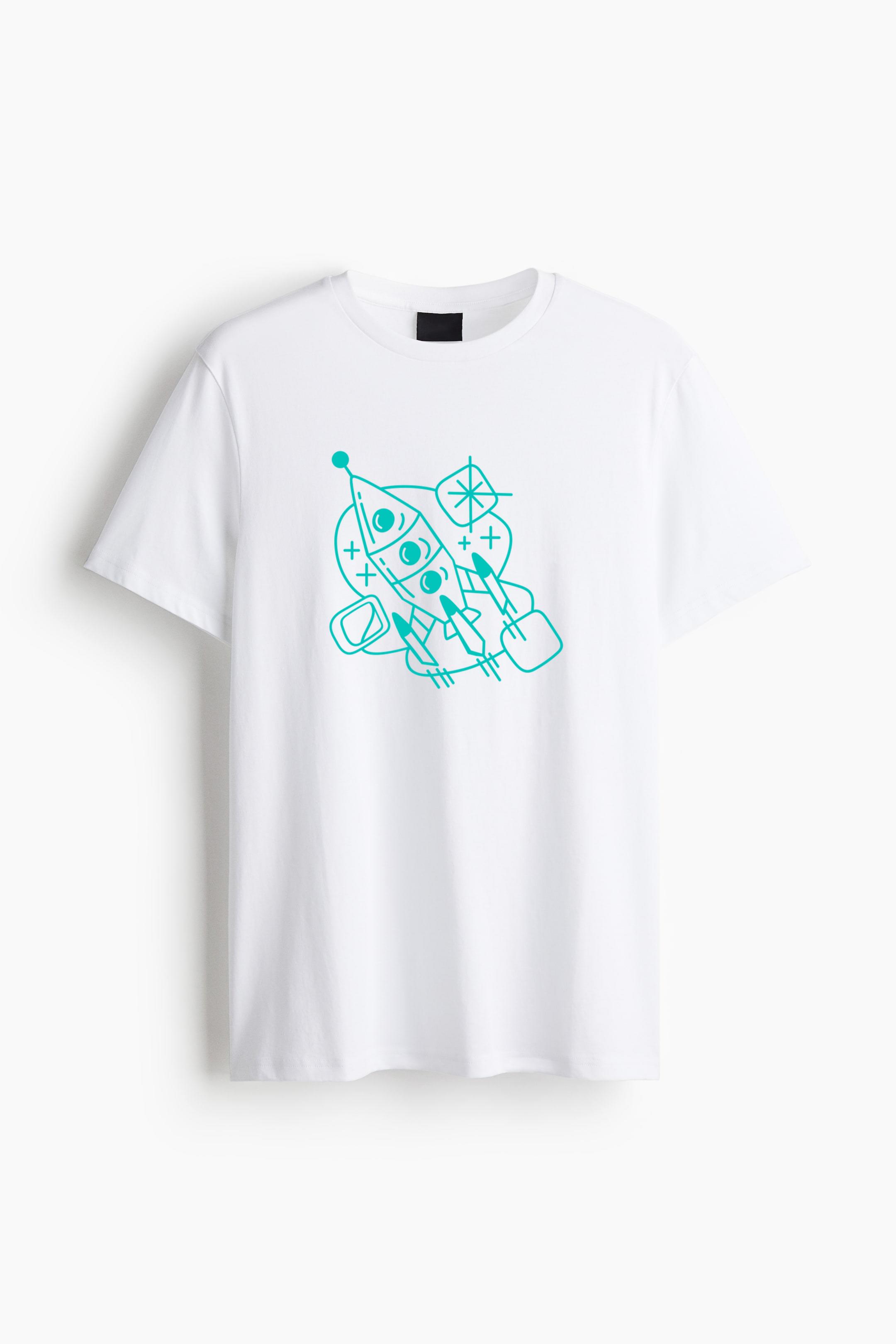 Spaceship Retro Simple Transport Cotton T-Shirt 