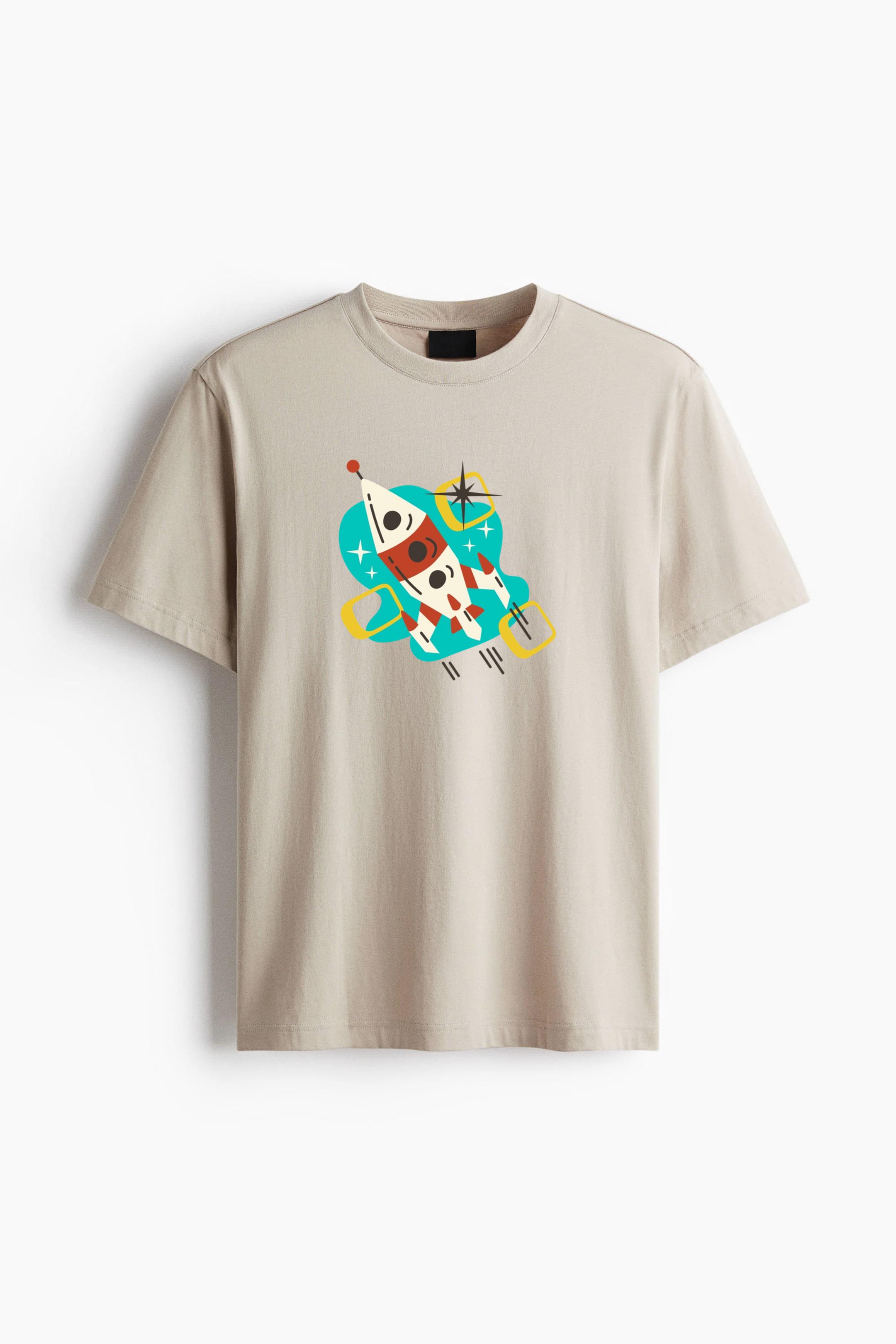 Spaceship Retro Transport Vehicle Cotton T-Shirt - Image 4
