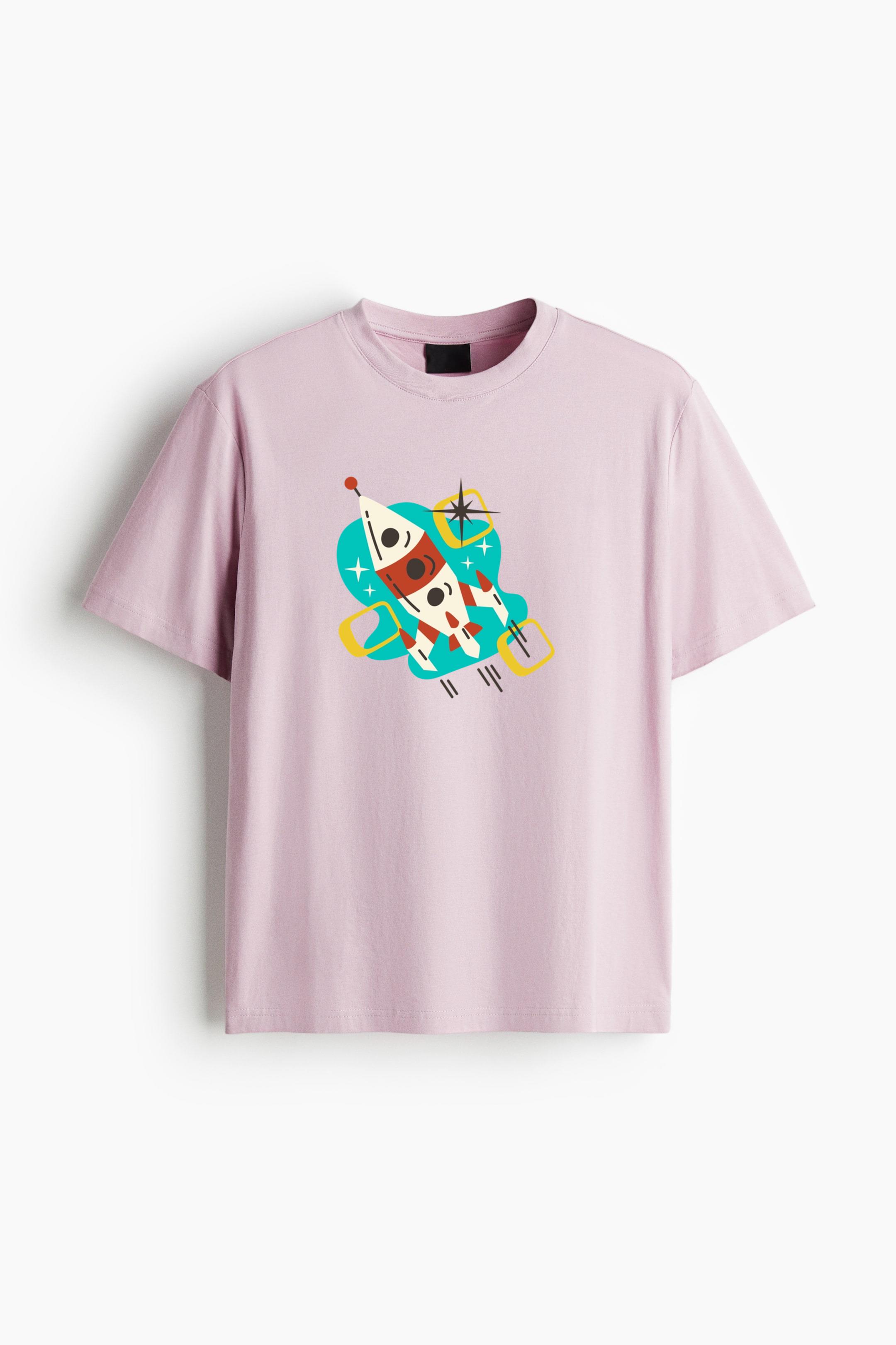 Spaceship Retro Transport Vehicle Cotton T-Shirt - Image 3