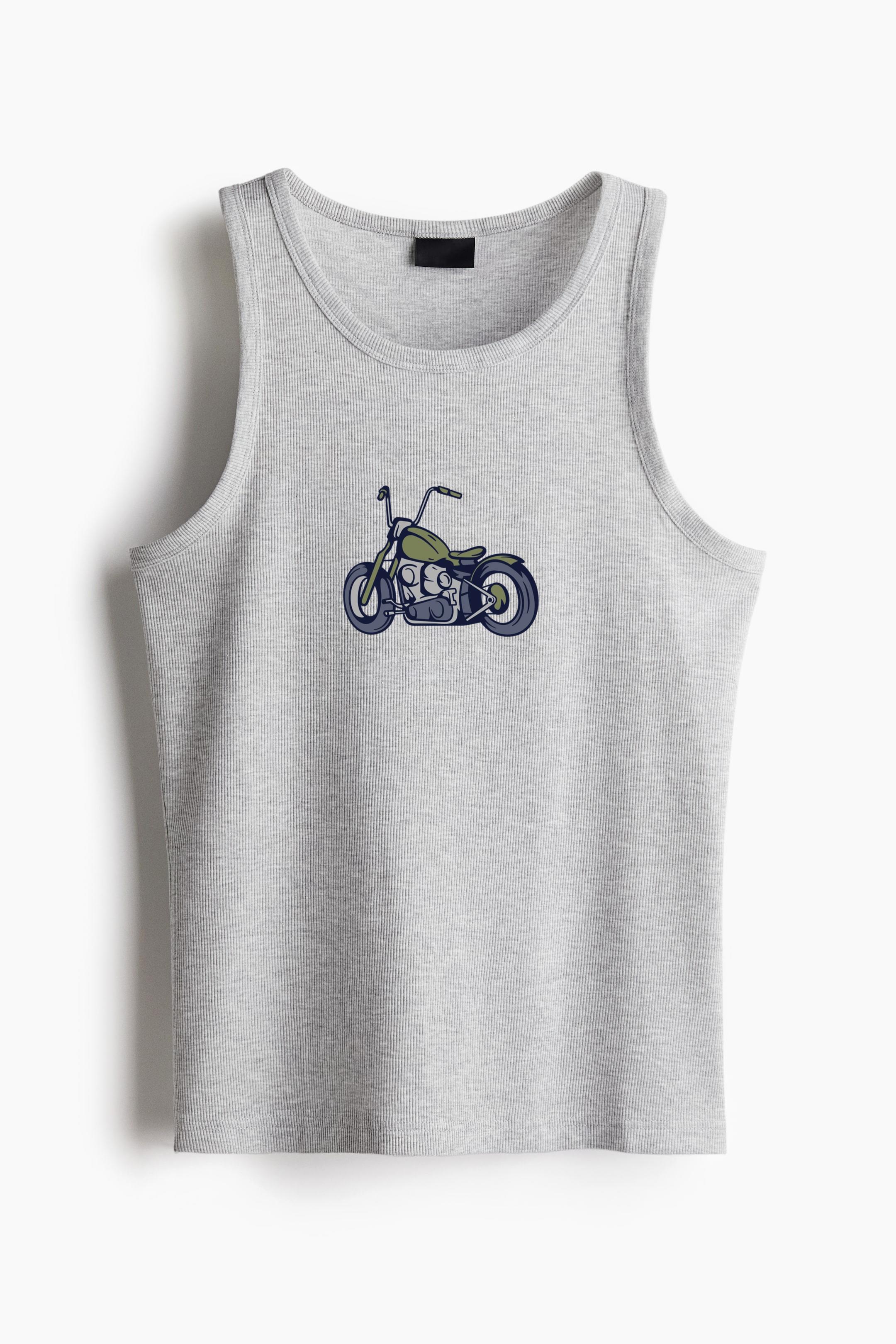 Stylized Cartoon Motorcycle Illustration Classic Unisex Tank Top