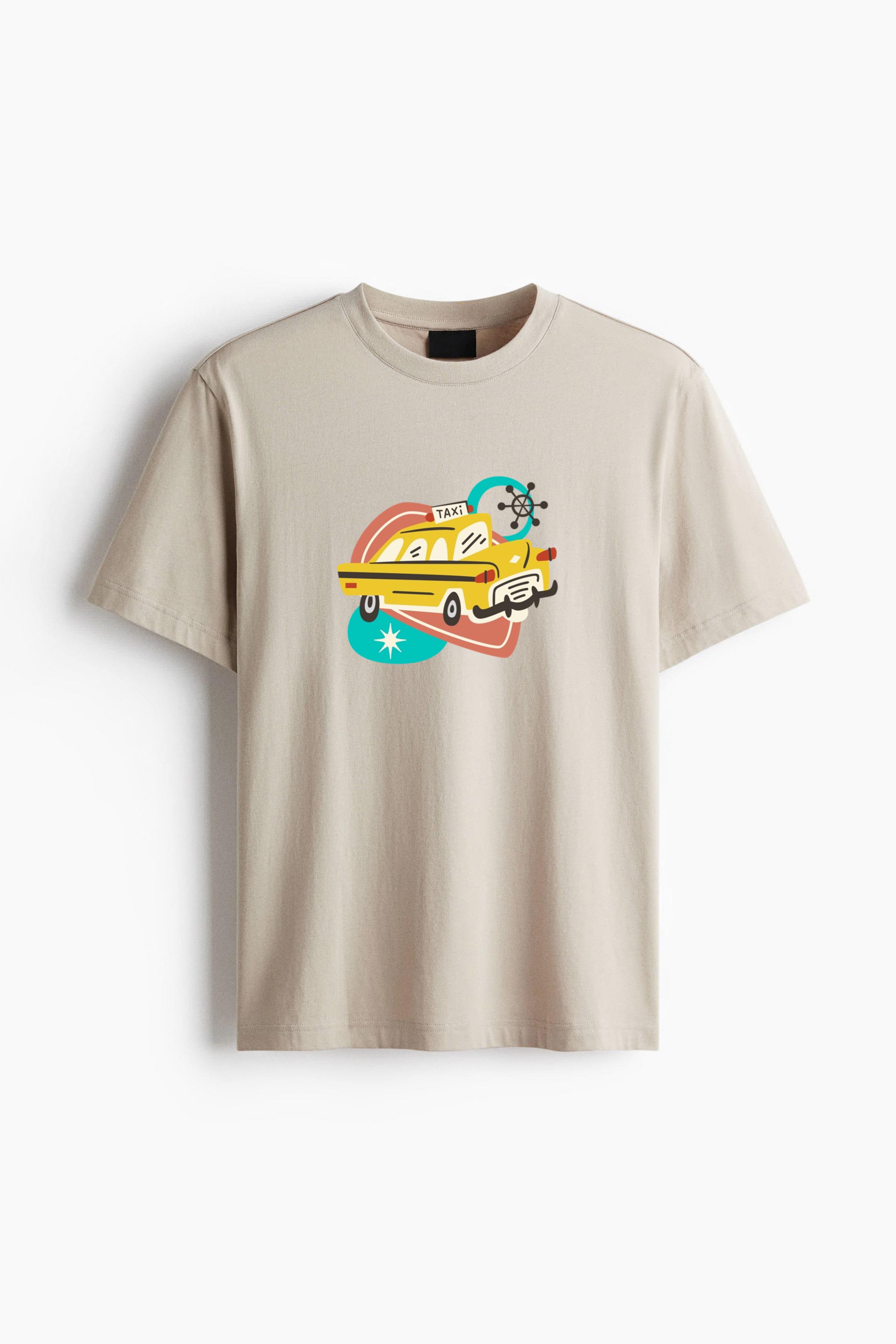 Taxi Car Retro Transport Vehicle Cotton T-Shirt - Image 4