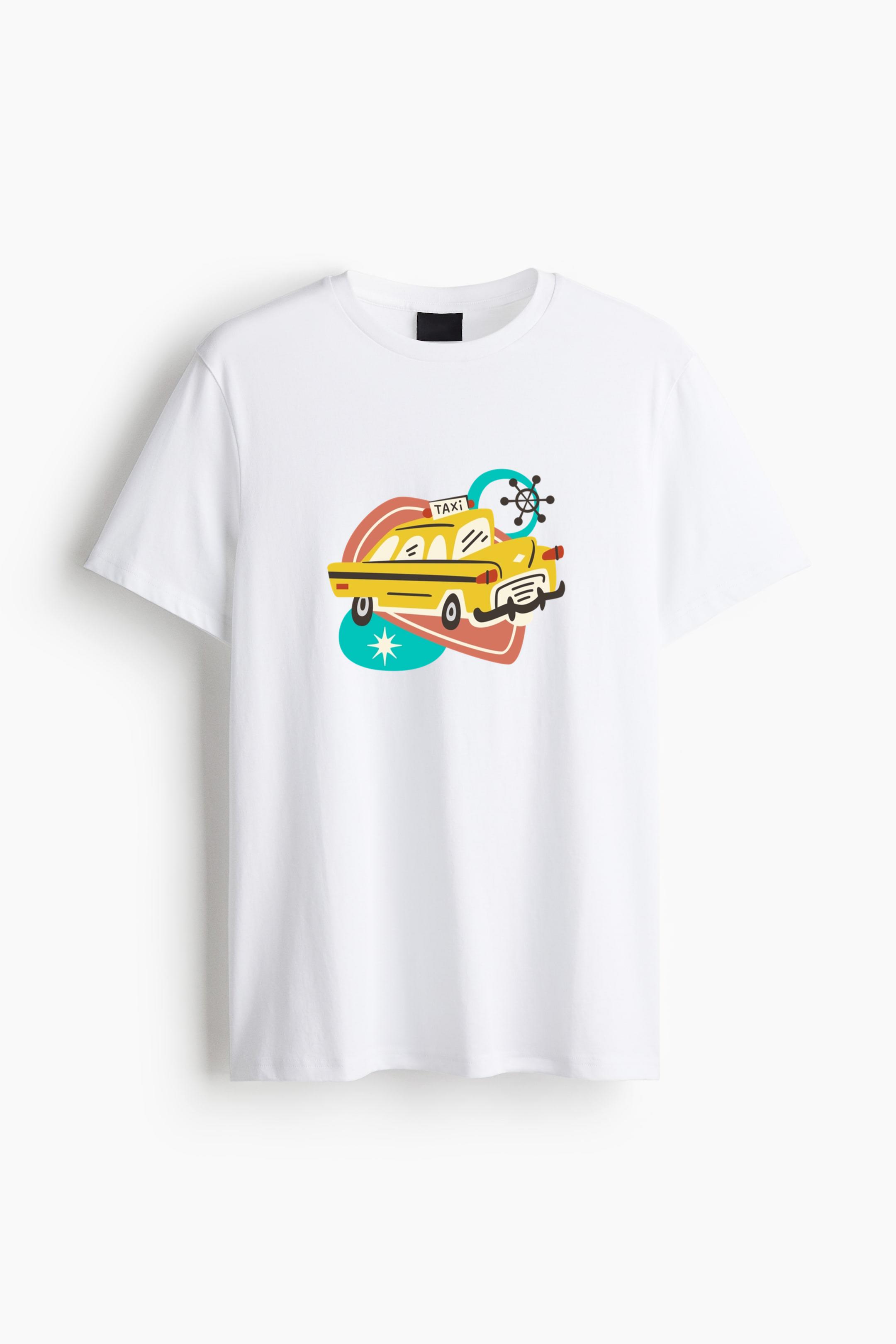 Taxi Car Retro Transport Vehicle Cotton T-Shirt 