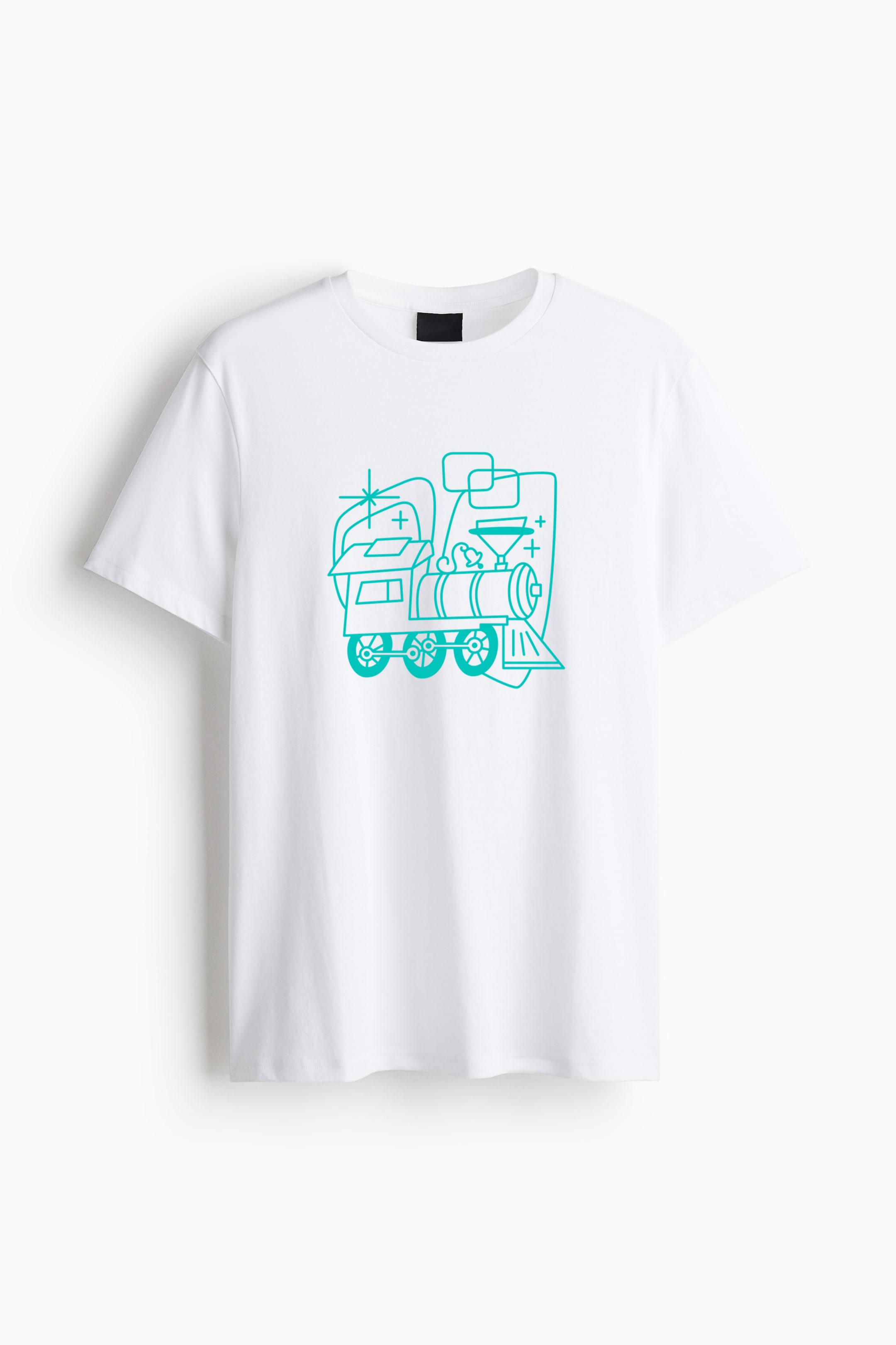 Train Retro Simple Transport Cotton T-Shirt 