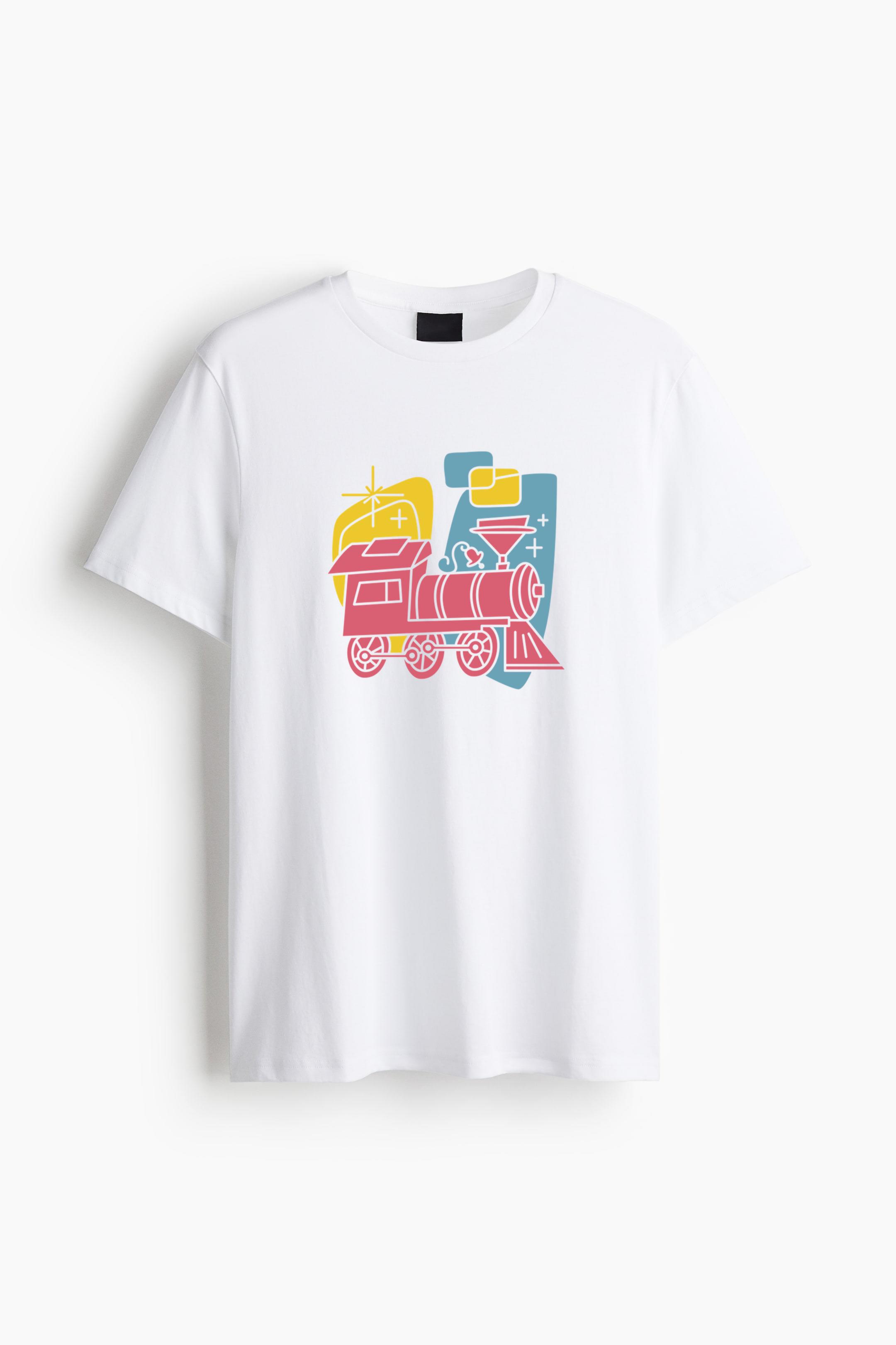 Train Retro Transport Cotton T-Shirt 