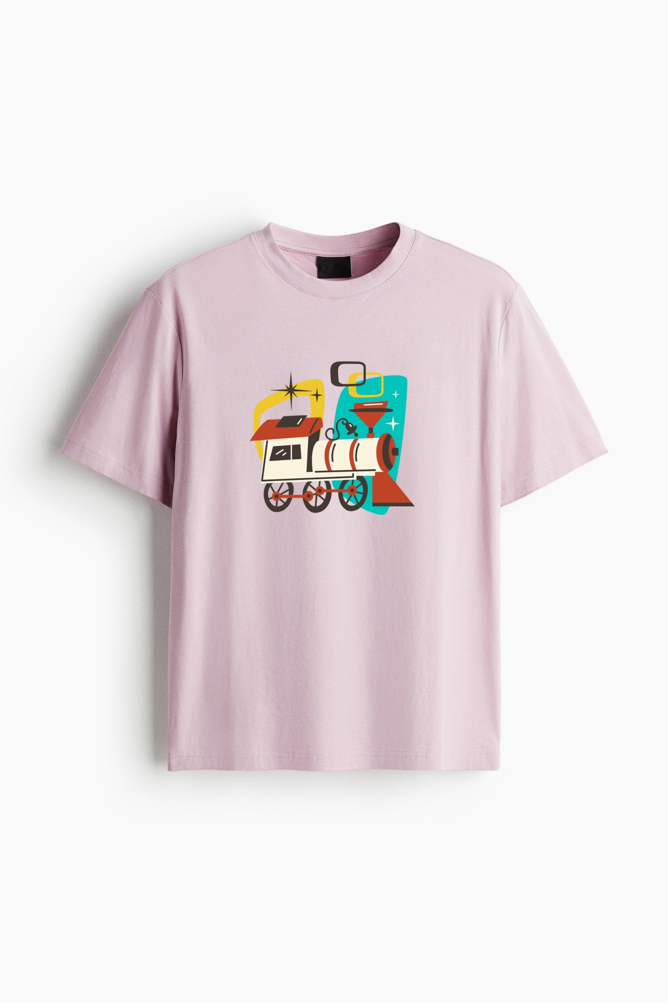 Train Retro Transport Vehicle Cotton T-Shirt - Image 3