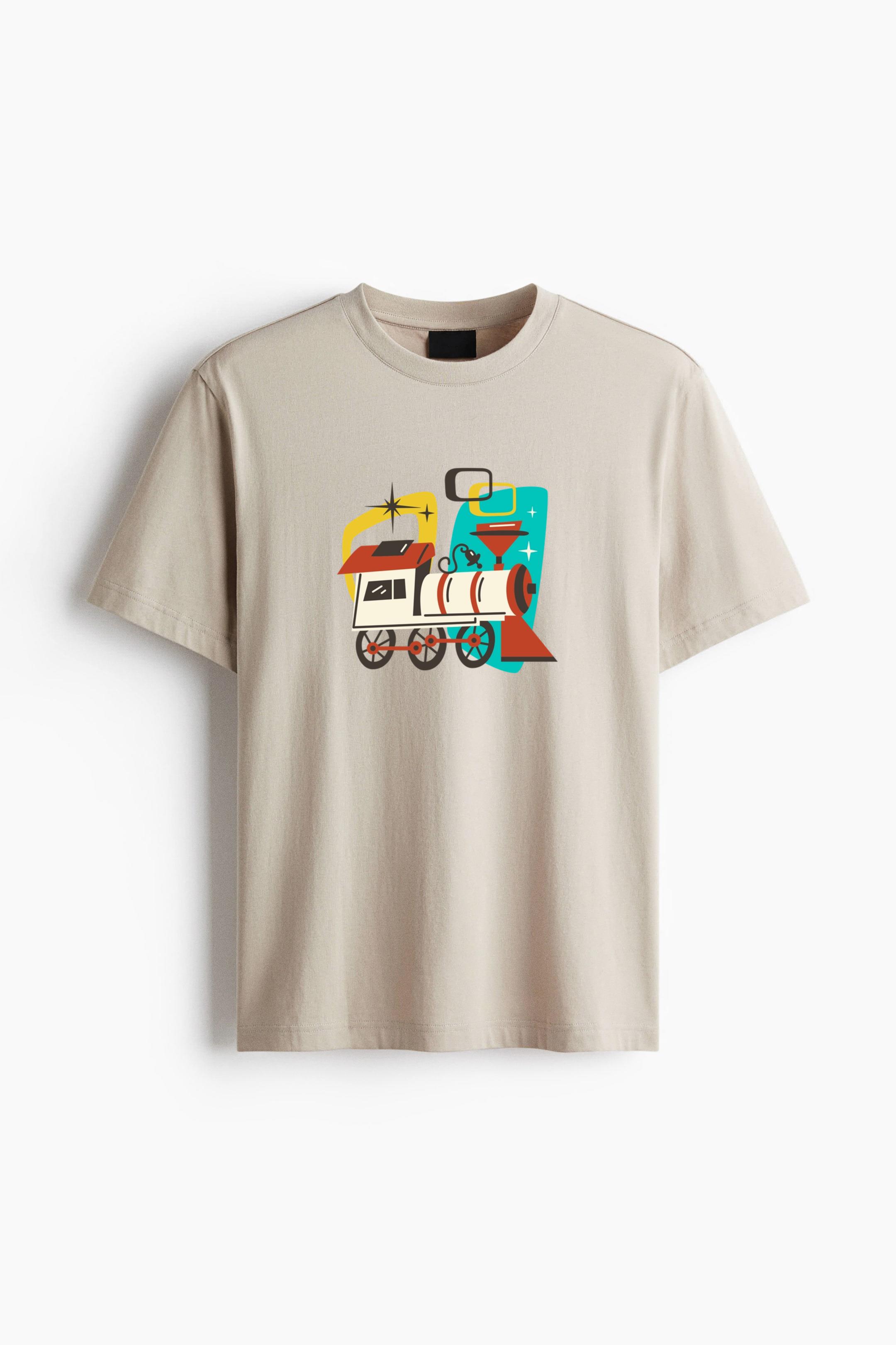 Train Retro Transport Vehicle Cotton T-Shirt - Image 4