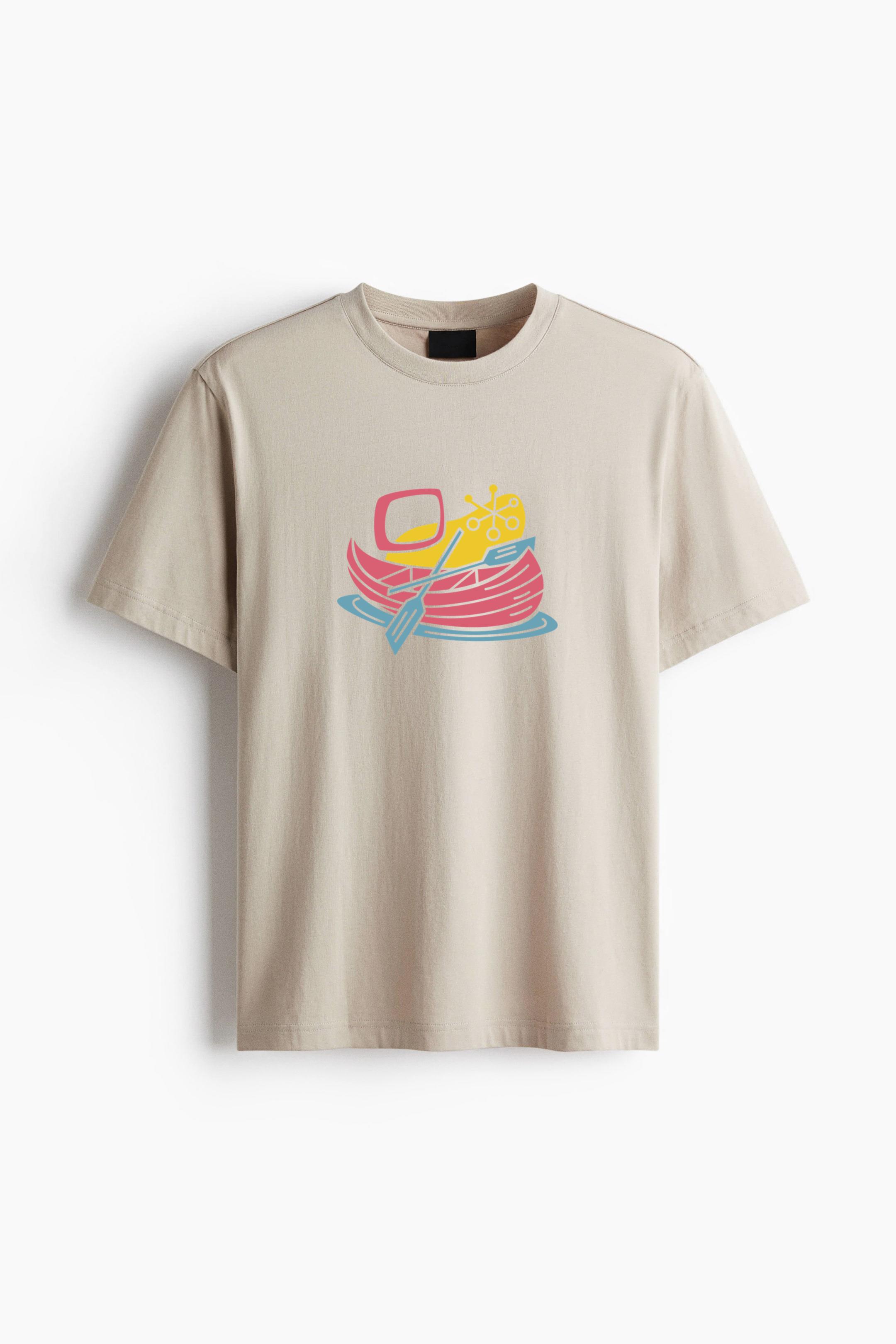 Vehicle Canoe Retro Transport Cotton T-Shirt - Image 4