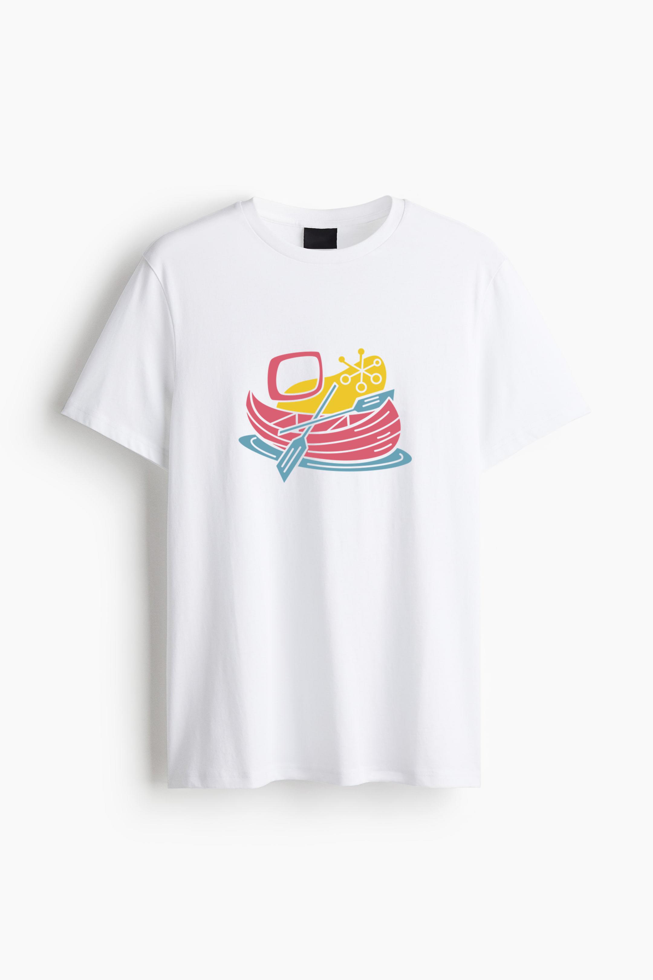 Vehicle Canoe Retro Transport Cotton T-Shirt 