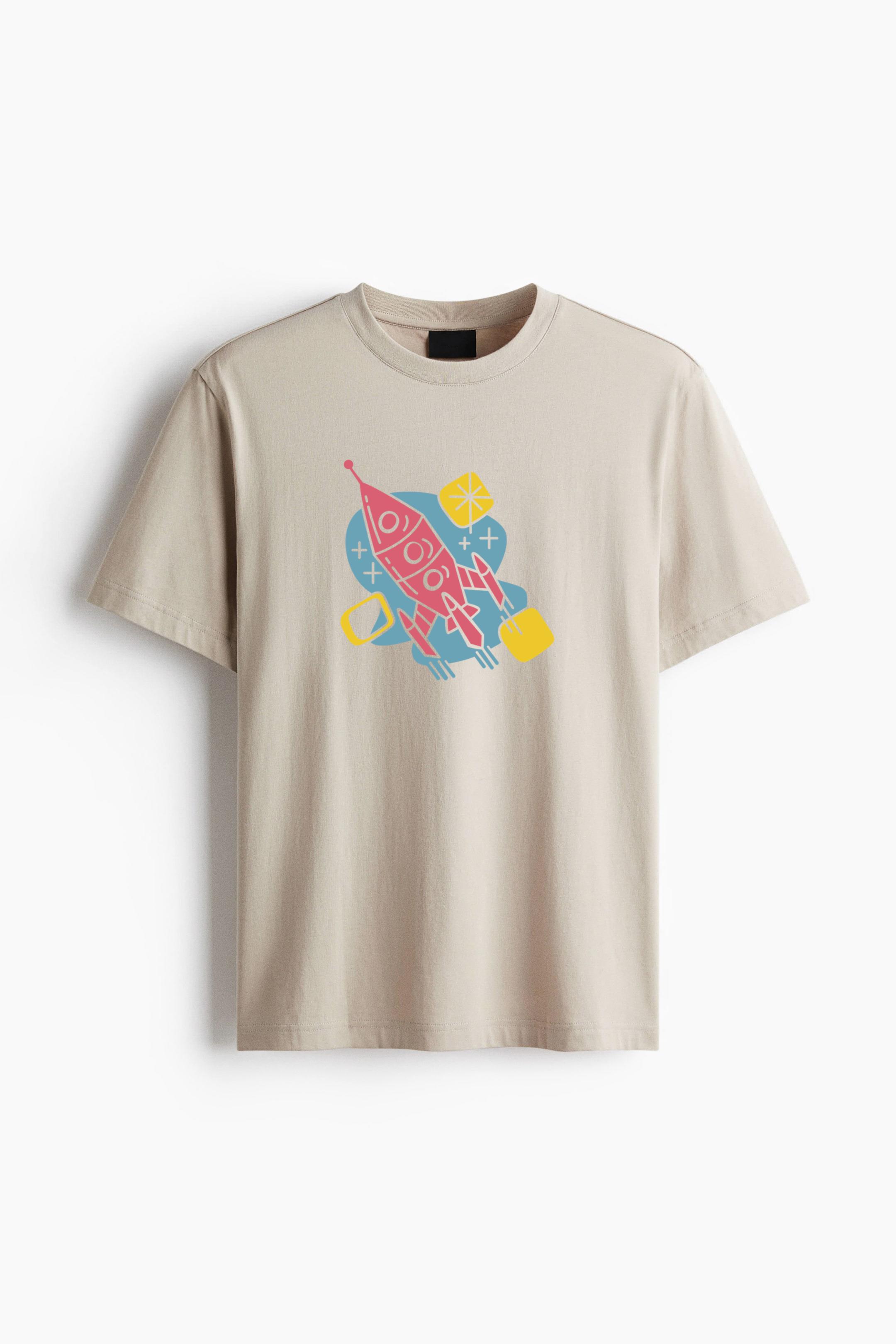 Vehicle Spaceship Retro Transport Cotton T-Shirt - Image 4