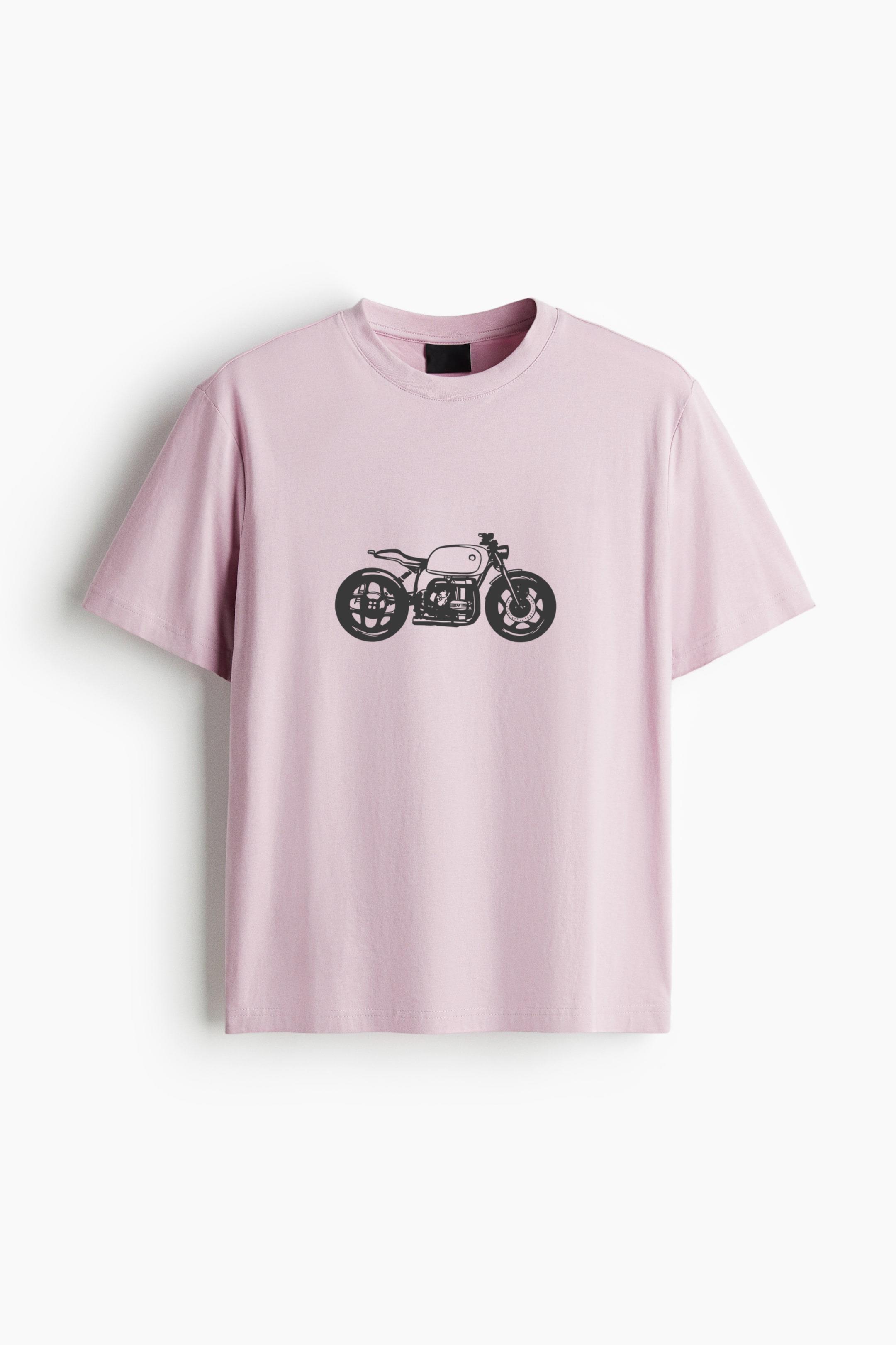 White Motorbike Filled Stroke Cotton T-Shirt - Image 3