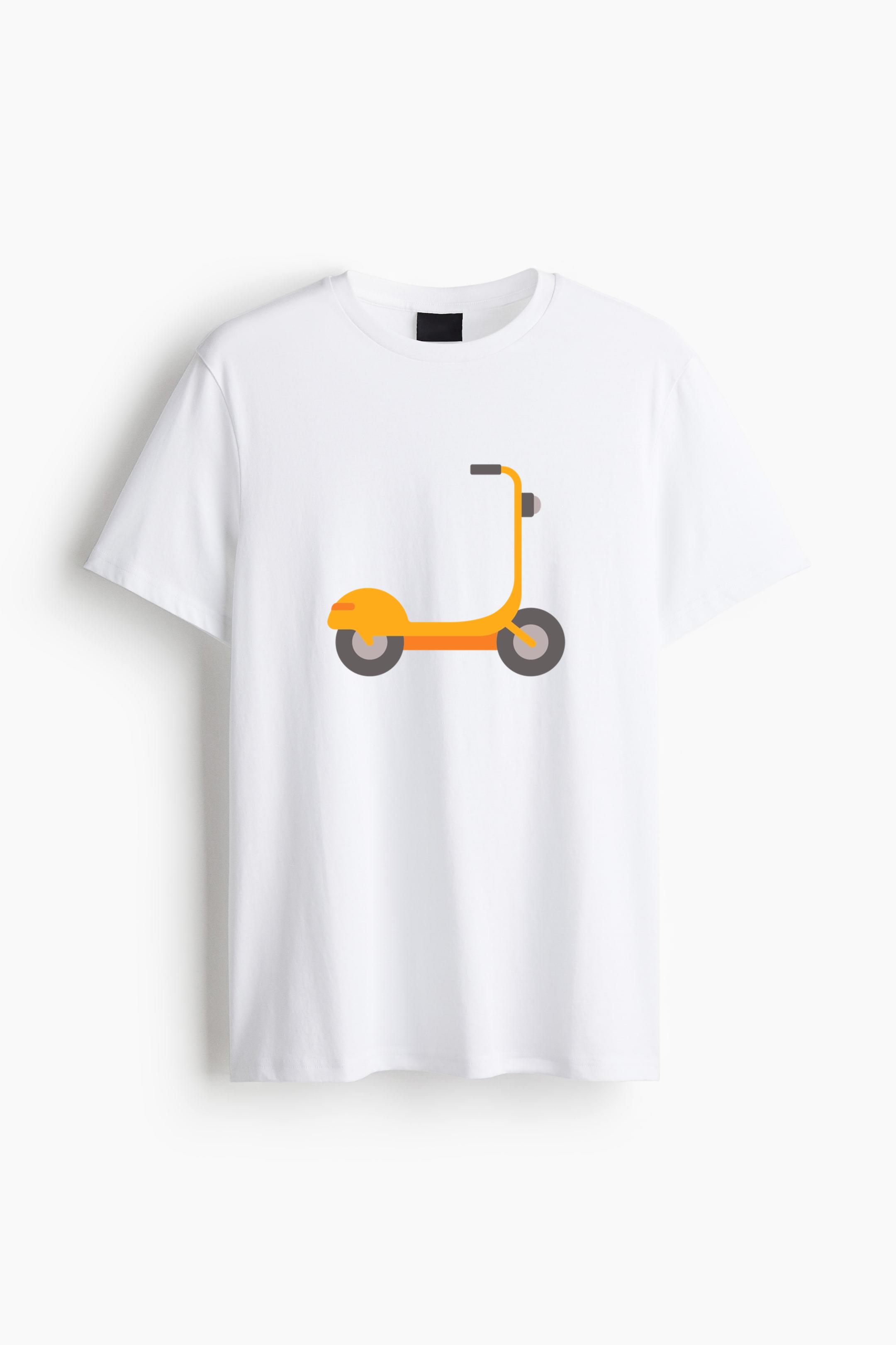 Yellow Electric Scooter Flat Cotton T-Shirt 